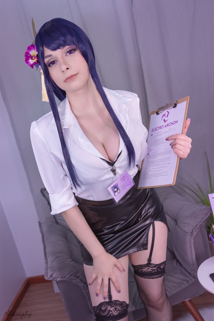 Miih Cosplay – Raiden Shogun Office Lady photo 2-6