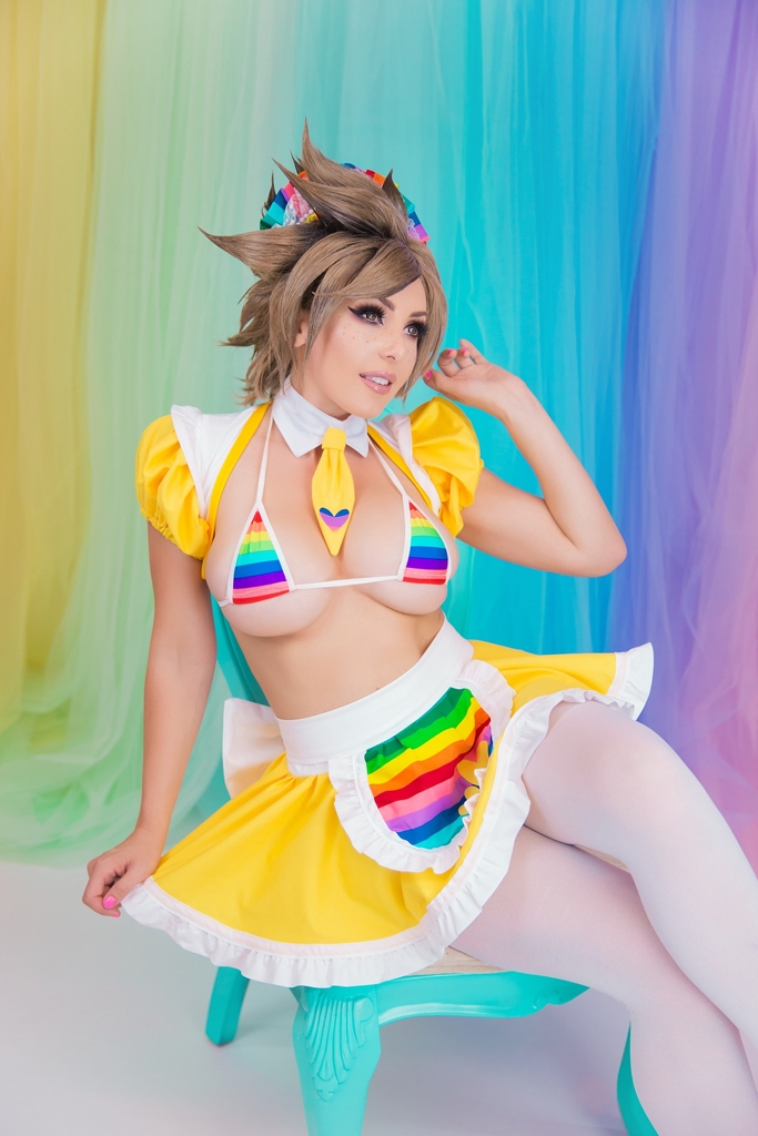 Jessica Nigri – Tracer Rainbow Maid (mitaku.net) photo 1-2