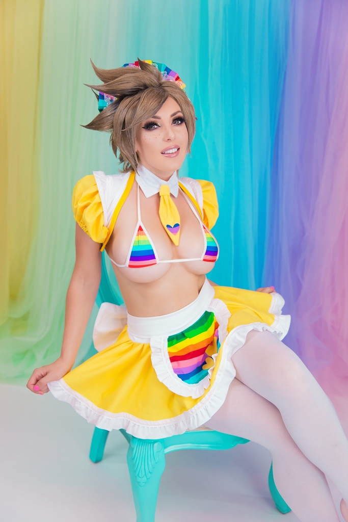 Jessica Nigri – Tracer Rainbow Maid (mitaku.net) photo 1-3