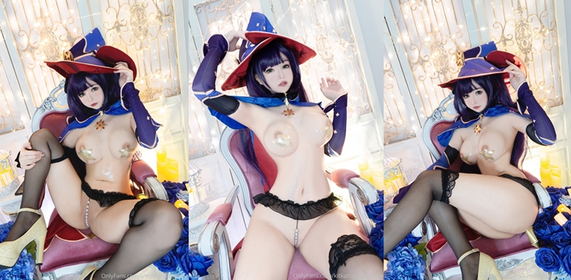 Kitkat Cosplay 9 Mona Lingerie Genshin Impact Cover