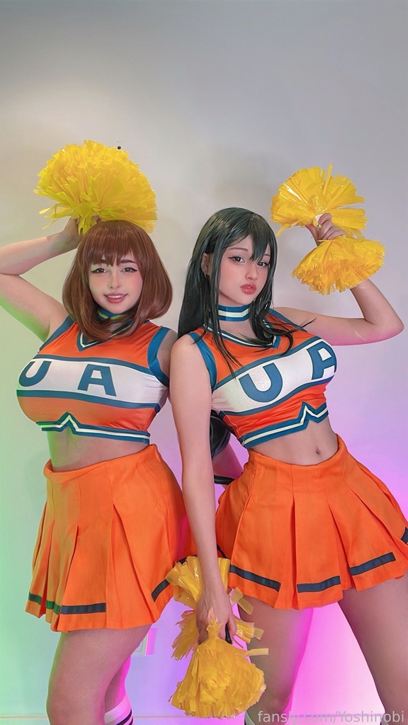 Hidori Rose & Yoshinobi - Tsuyu Asui & Ochako Uraraka (Cheerleader) - Mitaku photo 1-2