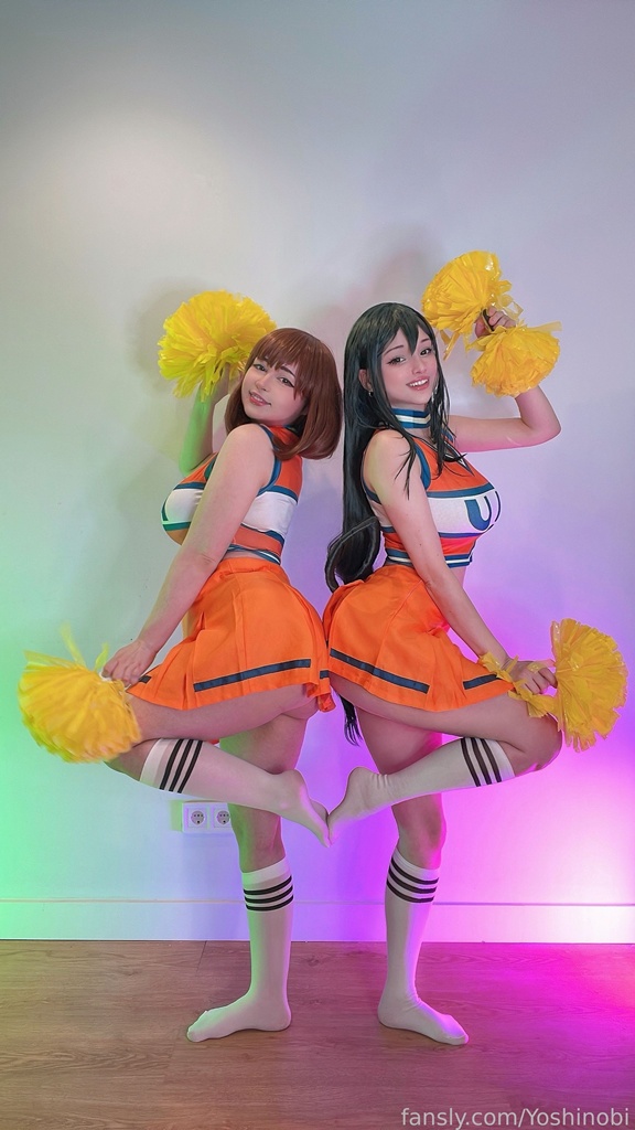 Hidori Rose & Yoshinobi - Tsuyu Asui & Ochako Uraraka (Cheerleader) - Mitaku photo 1-3