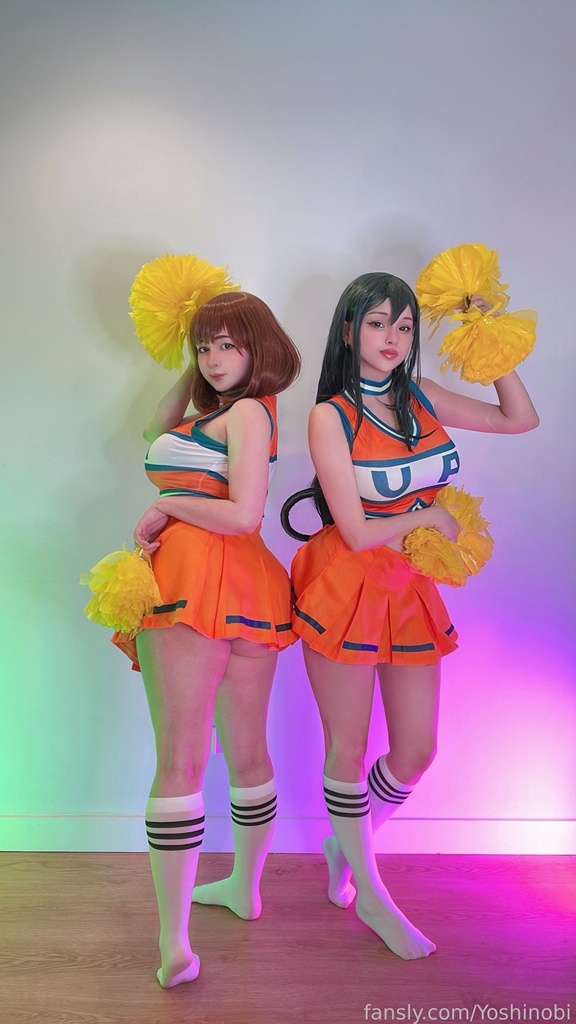 Hidori Rose & Yoshinobi - Tsuyu Asui & Ochako Uraraka (Cheerleader) - Mitaku photo 1-4