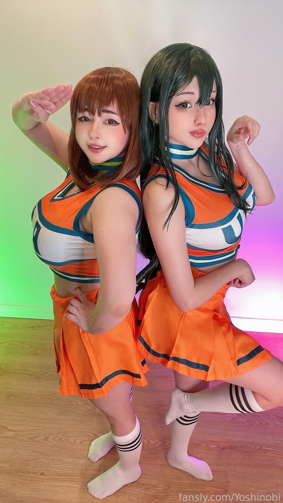Hidori Rose & Yoshinobi - Tsuyu Asui & Ochako Uraraka (Cheerleader) - Mitaku photo 1-6